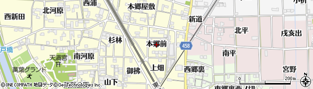 愛知県一宮市萩原町戸苅（本郷前）周辺の地図