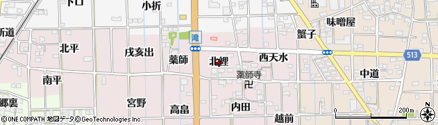 愛知県一宮市萩原町滝（北裡）周辺の地図