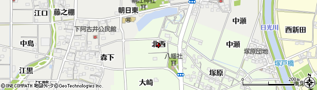 愛知県一宮市玉野（北西）周辺の地図
