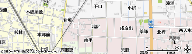 愛知県一宮市萩原町滝北平周辺の地図