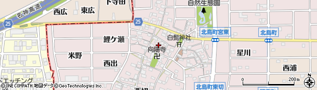 愛知県岩倉市北島町（宮西）周辺の地図