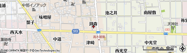 愛知県一宮市萩原町高木（渕森）周辺の地図