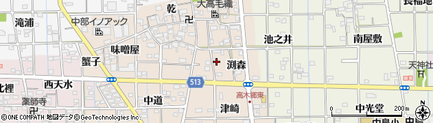 愛知県一宮市萩原町高木（笹畑）周辺の地図