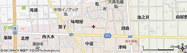 愛知県一宮市萩原町高木中道周辺の地図