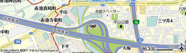 愛知県一宮市丹陽町三ツ井（中平）周辺の地図