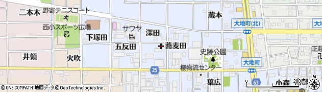 愛知県岩倉市大地町（深田）周辺の地図
