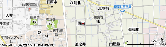 愛知県一宮市萩原町西宮重（石畑）周辺の地図
