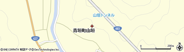 兵庫県丹波市青垣町山垣周辺の地図