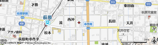 愛知県一宮市萩原町串作東沖周辺の地図
