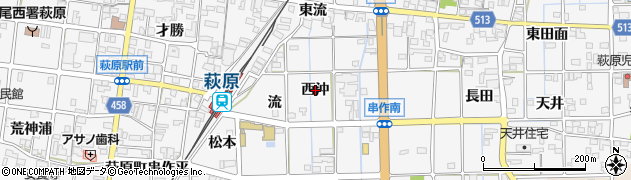 愛知県一宮市萩原町串作（西沖）周辺の地図