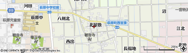 愛知県一宮市萩原町西宮重（北屋敷）周辺の地図