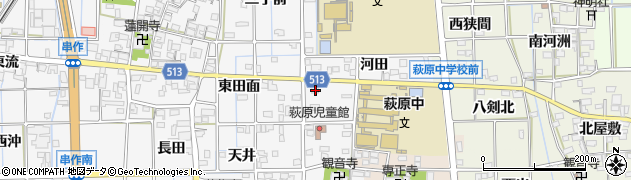 愛知県一宮市萩原町串作河室浦10周辺の地図