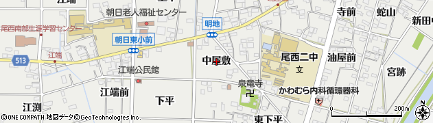 愛知県一宮市明地（中屋敷）周辺の地図