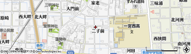 愛知県一宮市萩原町串作（二子前）周辺の地図