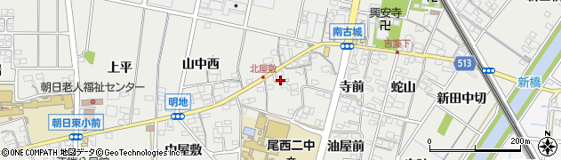 愛知県一宮市明地山中周辺の地図