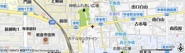 愛知県岩倉市中本町（西出口）周辺の地図