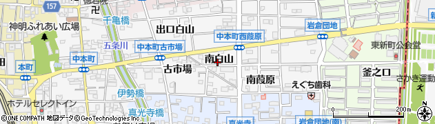 愛知県岩倉市中本町（南白山）周辺の地図