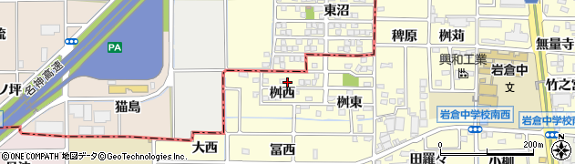 愛知県岩倉市西市町（桝西）周辺の地図
