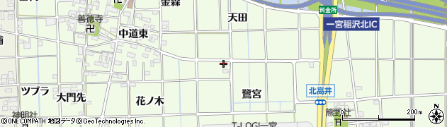 愛知県一宮市萩原町林野（鷺宮）周辺の地図