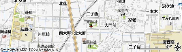 愛知県一宮市萩原町萩原二子西2348周辺の地図