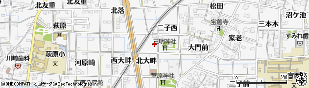 愛知県一宮市萩原町萩原二子西17周辺の地図