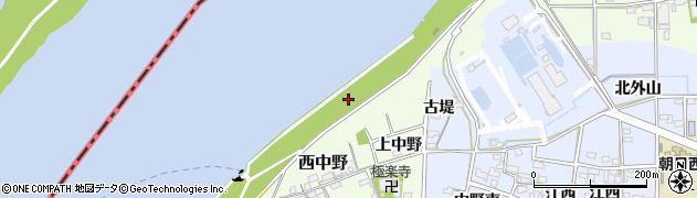 愛知県一宮市西中野番外周辺の地図