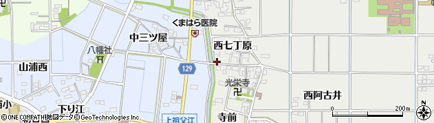愛知県一宮市明地西七丁原14-2周辺の地図