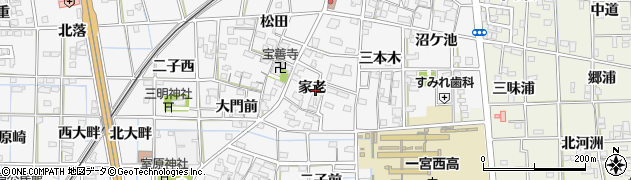 愛知県一宮市萩原町萩原家老周辺の地図