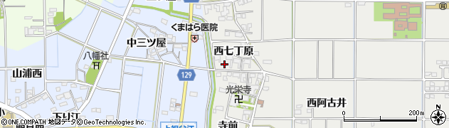 愛知県一宮市明地西七丁原13周辺の地図