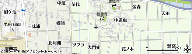 愛知県一宮市萩原町林野（西ツフラ）周辺の地図