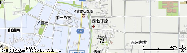 愛知県一宮市明地西七丁原14周辺の地図