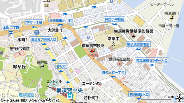 〒238-0000 神奈川県横須賀市（以下に掲載がない場合）の地図