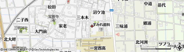 愛知県一宮市萩原町萩原（三味南）周辺の地図