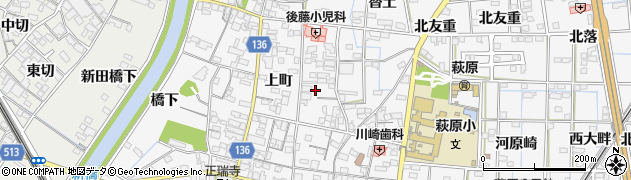 愛知県一宮市萩原町萩原（御茶屋）周辺の地図