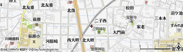 愛知県一宮市萩原町萩原二子西15周辺の地図