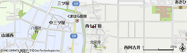 愛知県一宮市明地（西七丁原）周辺の地図
