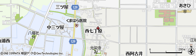 愛知県一宮市明地西七丁原45周辺の地図