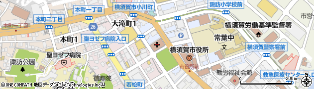 横須賀郵便局周辺の地図