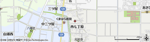 愛知県一宮市明地西七丁原23周辺の地図