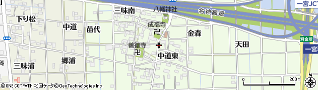愛知県一宮市萩原町林野（中道東）周辺の地図