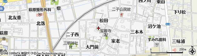 愛知県一宮市萩原町萩原松田周辺の地図