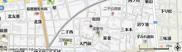 愛知県一宮市萩原町萩原（松田）周辺の地図