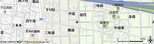 愛知県一宮市萩原町河田方中道49周辺の地図