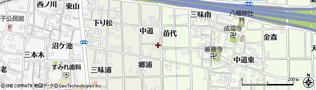 愛知県一宮市萩原町河田方中道48周辺の地図