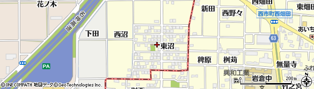 愛知県一宮市千秋町町屋（東沼）周辺の地図
