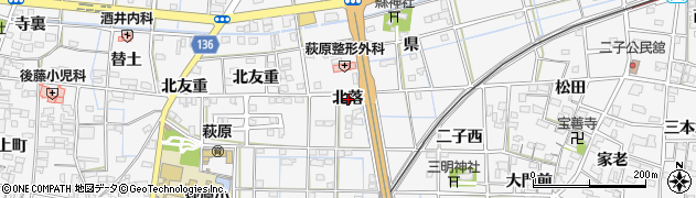 愛知県一宮市萩原町萩原（北落）周辺の地図