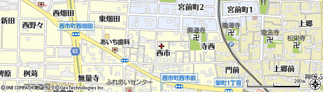 愛知県岩倉市西市町（西市）周辺の地図
