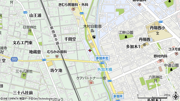 〒491-0836 愛知県一宮市丹陽町多加木の地図
