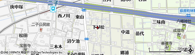 愛知県一宮市萩原町河田方（下り松）周辺の地図