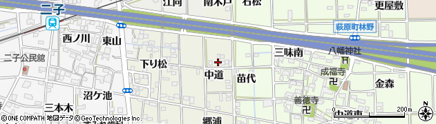愛知県一宮市萩原町河田方中道19周辺の地図